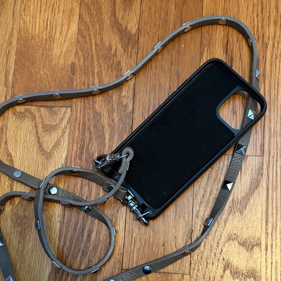 Bandolier Olive Crossbody Phone Case with Studded Strap - Picture 2 of 3